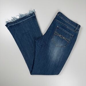 Mudd Vintage Y2K Lace Up Low Rise Flare Blue Denim Jeans Size 17 Festival Boho